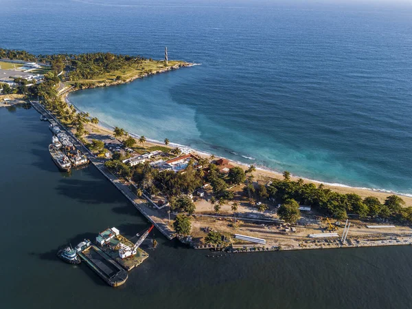 Krajina Pláže Bayahibe Obklopená Mořem Zelení Dominikánské Republice — Stock fotografie