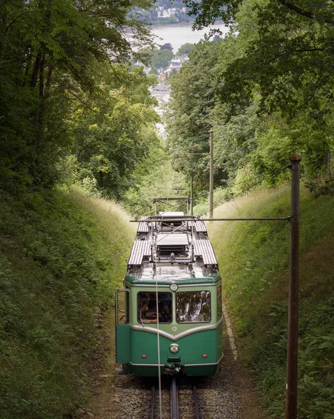 Vista Una Línea Ferrocarril Ack Desde Koenigswinter Cerca Bonn Montaña — Foto de Stock