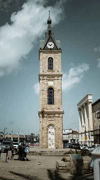Colpo Verticale Della Torre Dell Orologio Jaffa Tel Israele — Foto Stock