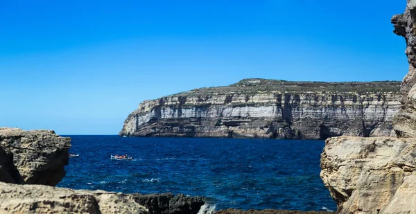 Uma Bela Vista Mar Com Azure Window Ruins Malta — Fotografia de Stock