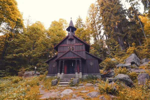 Stara Drewniana Kaplica Lesie Koło Stożca Republika Czeska — Zdjęcie stockowe