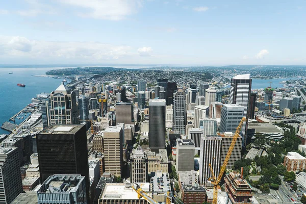 Eine Luftaufnahme Des Stadtbildes Von Seattle Usa Bei Tageslicht — Stockfoto