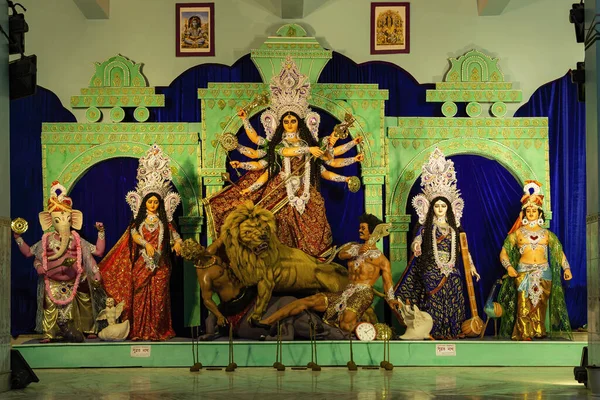 Berhampore India Lokakuu 2021 Shashi Maa Durga Idoli Paikallisessa Temppelissä — kuvapankkivalokuva