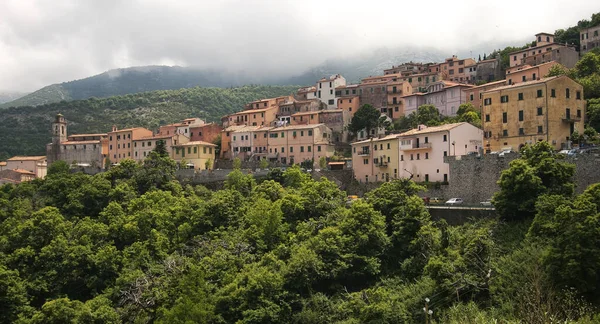 Beautiful View Historic Houses Hill Elba Italy — Stock Photo, Image