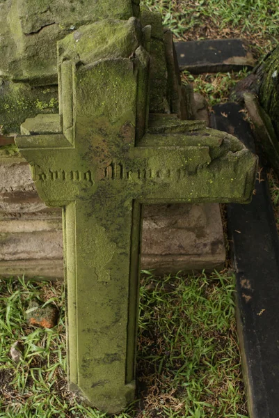 風化した墓石の垂直ショット — ストック写真