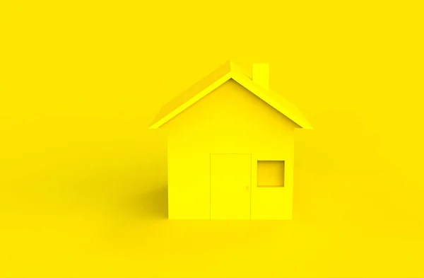 黄色背景上的一幢黄色房子的图解 — 图库照片