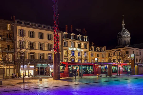 Clermont Ferrand Francie Únor 2020 Noční Pohled Náměstí Jaude Place — Stock fotografie