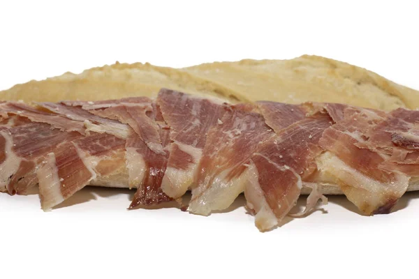 Een Close Shot Van Een Spaanse Ham Sandwich Met Knapperig — Stockfoto