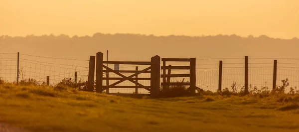 Plano Panorámico Una Cerca Rural Cissbury Ring West Sussex Reino —  Fotos de Stock