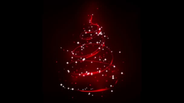 Arbre Noël Avec Des Étoiles Rouges Sur Fond Noir — Video