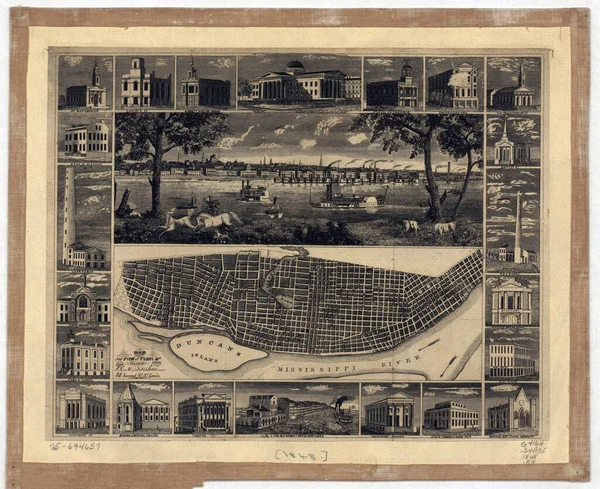 Карта Панорамы Древнего Города Xix Века — стоковое фото