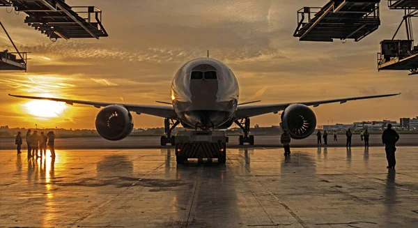 Una Hermosa Vista Avión Con Cielo Atardecer Fondo — Foto de Stock