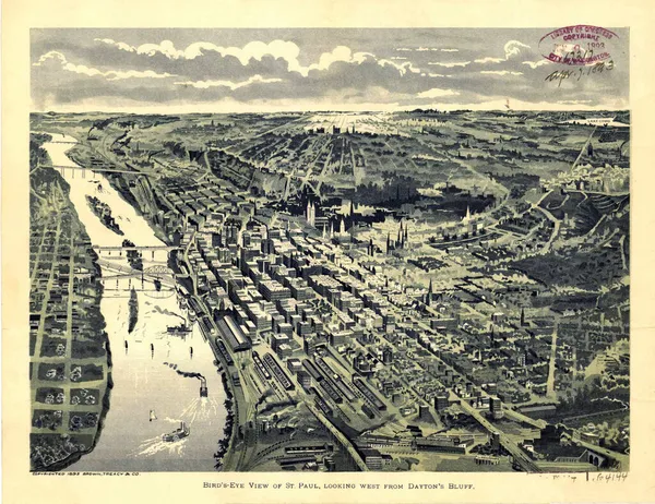 19世紀の古代都市パノラママップ — ストック写真