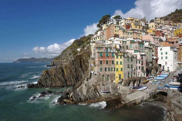 Een Prachtig Uitzicht Het Riomaggiore Dorp Italië — Stockfoto