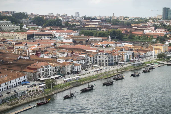 Porto Portugalia Września 2021 Ustawione Zabytkowe Portowe Łodzie Winem Porto — Zdjęcie stockowe