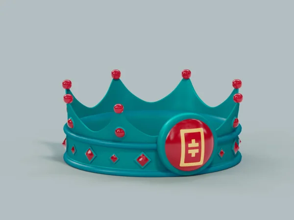 Representación Una Corona Realeza Estilizada Con Símbolo Moneda Theta Criptomoneda —  Fotos de Stock