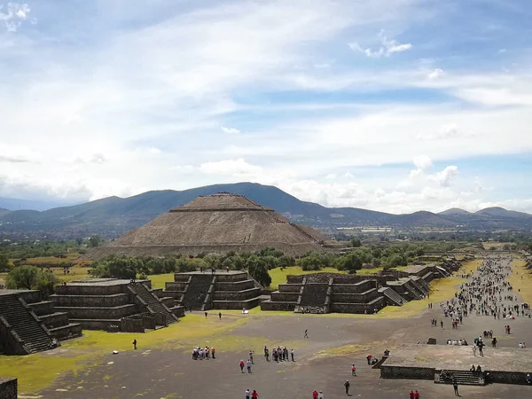 Una Vista Panoramica Dell Antica Città Mesoamericana Teotihuacan Nella Valle — Foto Stock