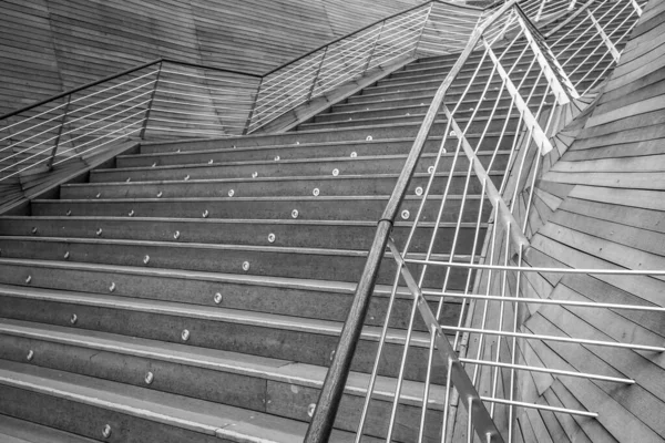 Grayscale Shot Stairs Complex Pattern — стоковое фото