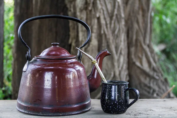 Ketel Yerba Maté Traditionele Infusie Van Argentinië Zuid Amerika Drinken — Stockfoto