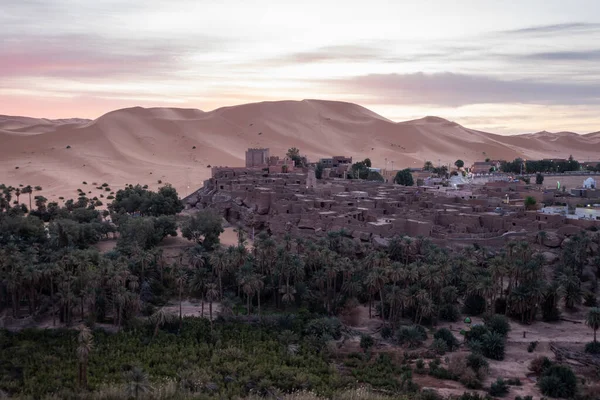 Gyönyörű Kilátás Nyílik Taghit Óvárosának Oázisára Algériában — Stock Fotó