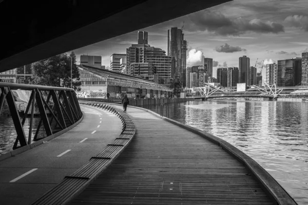 Melbourne Australia Jun 2019 Een Foto Van Melbourne Grijsschaal Langs — Stockfoto