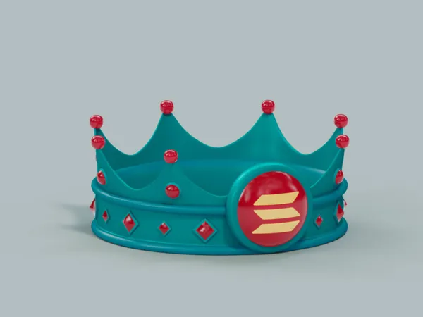 Representación Una Corona Regalías Estilizada Con Símbolo Moneda Solana Criptomoneda — Foto de Stock