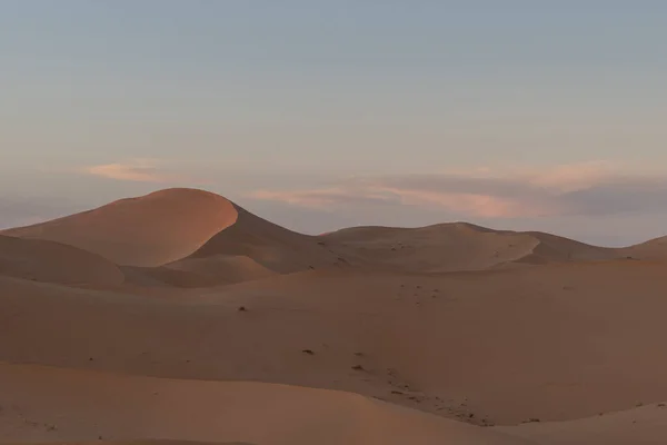 Een Betoverend Uitzicht Golven Van Zandduinen Een Dorre Woestijn Sahara — Stockfoto