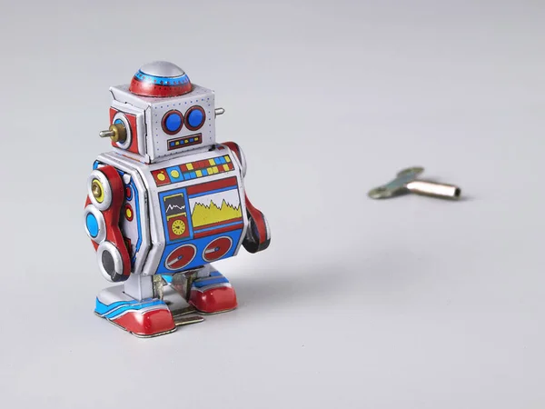 Closeup Robot Toy White Surface — Stock Photo, Image