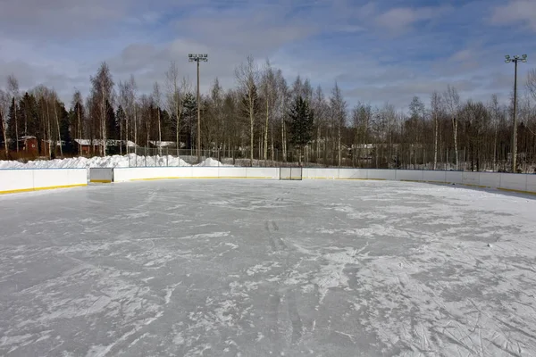 Empty Ice Hockey Field Outdoors — Stock Photo, Image