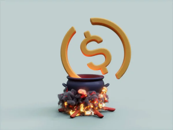 Una Representación Una Moneda Usdc Caldero Fuego — Foto de Stock