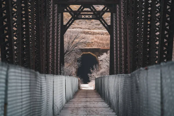 Een Geheime Donkere Tunnel Een Weg North Dakota — Stockfoto