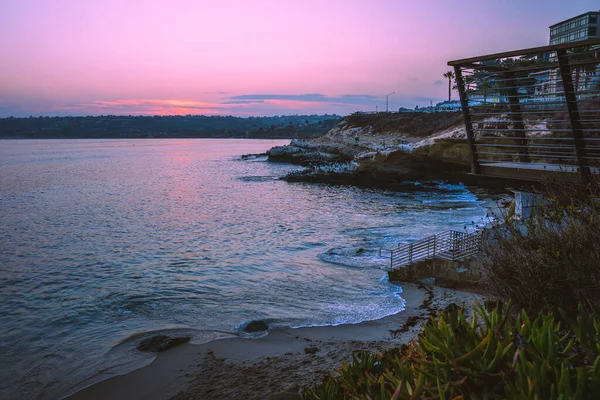 Krásný Růžový Východ Slunce Nad Zátokou Jolla San Diegu Kalifornie — Stock fotografie