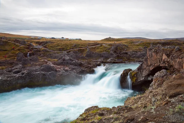 Zlanda Daki Godafoss Şelalesinin Güzel Manzarası — Stok fotoğraf