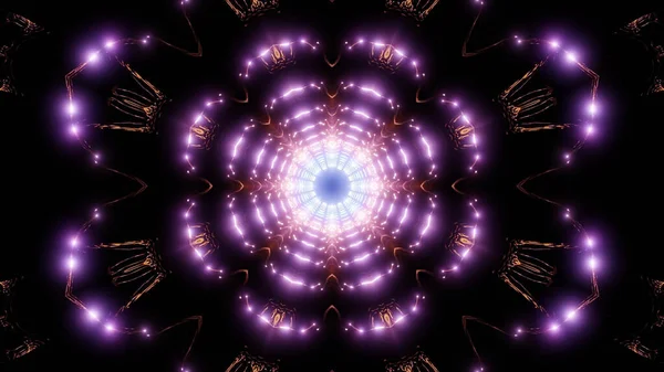 抽象的な幾何学的形状と紫色のLed照明を備えた未来的なSf壁紙の3Dレンダリング — ストック写真