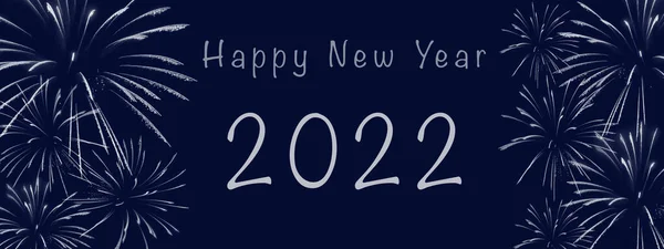 Feliz Año Nuevo 2022 Texto Saludos Decorados Con Patrones Fuegos — Foto de Stock