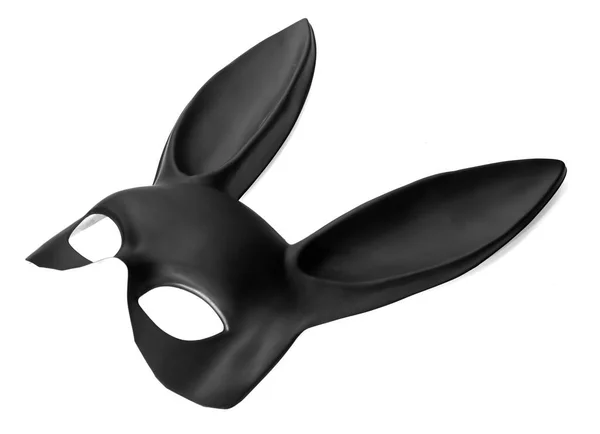 Closeup Shot Black Rabbit Mask Isolated White Background — Fotografia de Stock