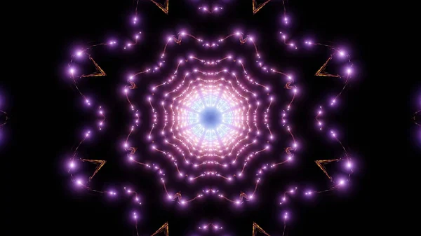 抽象的な幾何学的形状と紫色のLed照明を備えた未来的なSf壁紙の3Dレンダリング — ストック写真