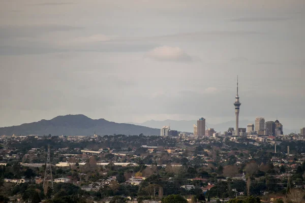 Auckland City Rangitoto Oglądane West Auckland Półwysep Coromandel Widać Tle — Zdjęcie stockowe