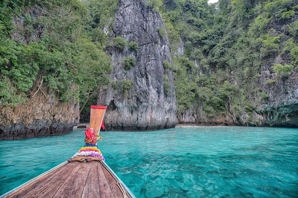 Vista Laguna Azul Desde Bote Cola Larga Sur Tailandia — Foto de Stock