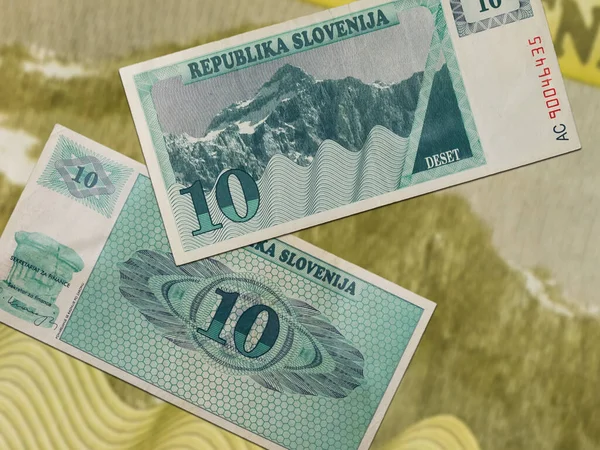 Ein Kopfschuss Der Slowenischen Tolar Banknoten — Stockfoto