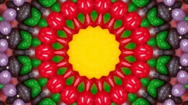 Abstract Kleurrijk Symmetrisch Patroon Decoratieve Caleidoscoop Beweging Geometrische Cirkel Sterrenvormen — Stockvideo
