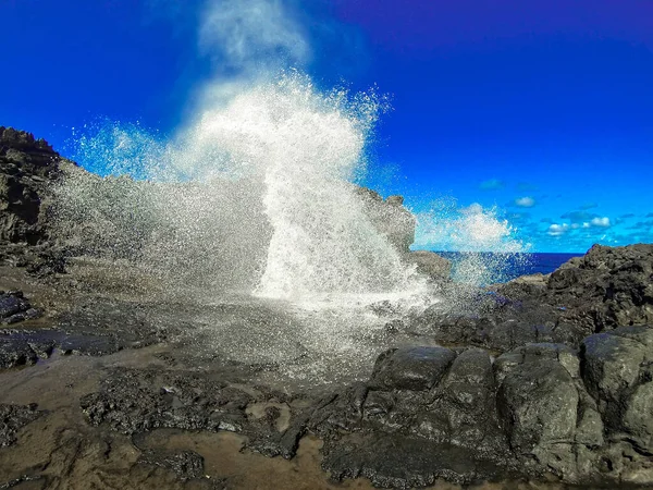 Ein Schöner Blick Auf Das Wellige Meer Das Auf Den — Stockfoto