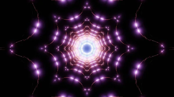 Eine Wiedergabe Cooler Futuristischer Kaleidoskopmuster Leuchtenden Violetten Und Schwarzen Farben — Stockfoto