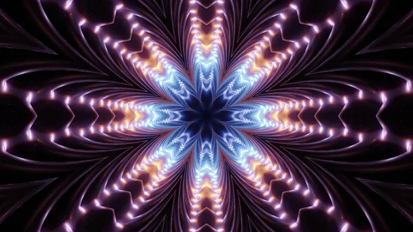 Eine Wiedergabe Cooler Futuristischer Kaleidoskopmuster Leuchtenden Violetten Und Schwarzen Farben — Stockfoto