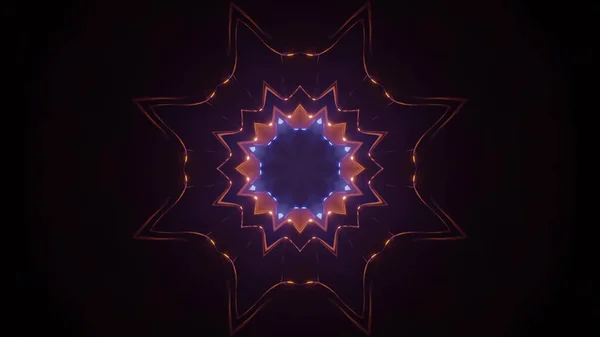 幾何学的な形状とカラフルなLedライトの抽象的な未来的なSfの背景の3Dレンダリング — ストック写真