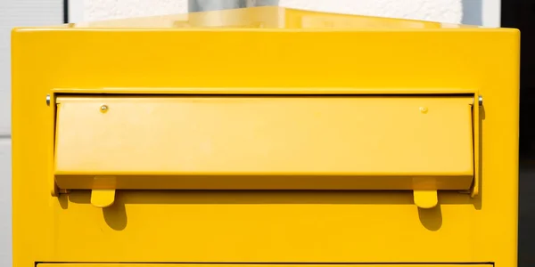 Closeup Yellow German Mailbox — Stock Photo, Image