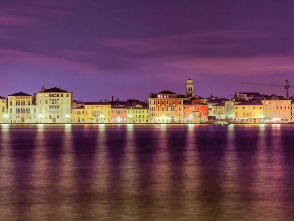 Une Vue Panoramique Ville Venise Italie Nuit — Photo