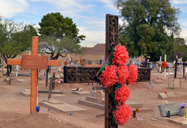 Andmade Wooden Crosses Decorated Silk Flowers Dia Los Muertos