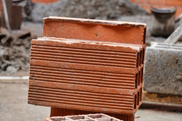 Close Material Para Parede Tijolo Uma Área Industrial Para Construção — Fotografia de Stock