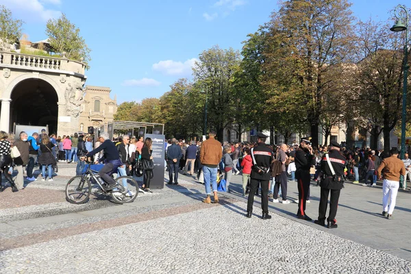 Bergamo Italien Oktober 2021 Die Menschen Beteiligen Sich Der Demonstration — Stockfoto